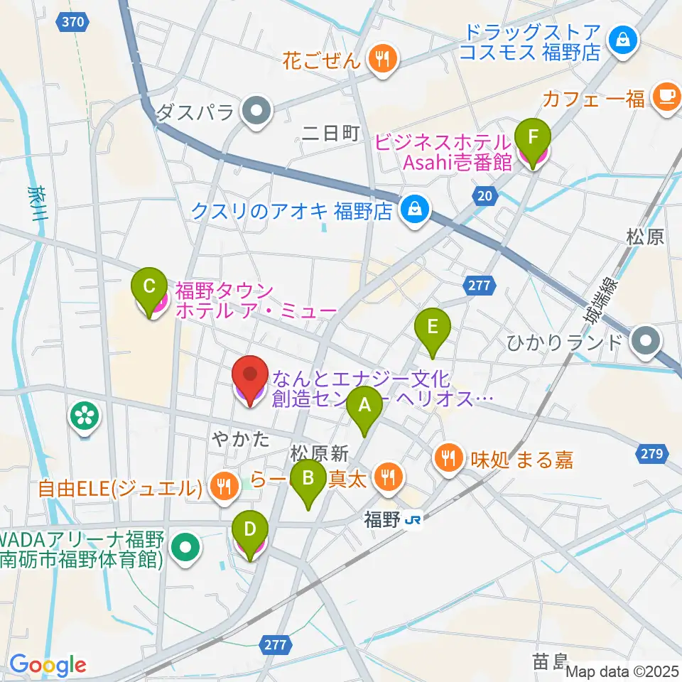 なんとエナジー文化創造センターヘリオス周辺のホテル一覧地図
