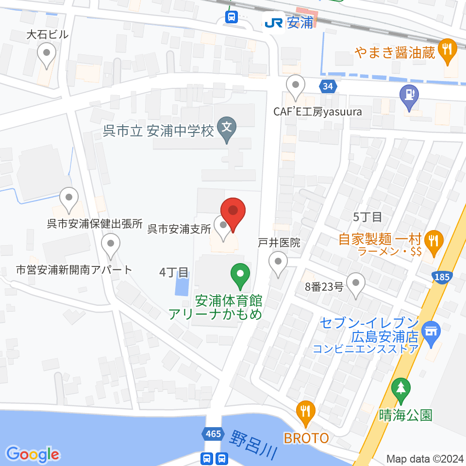 安浦まちづくりセンター周辺のホテル一覧地図