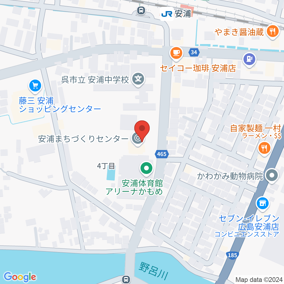 安浦まちづくりセンター周辺のホテル一覧地図