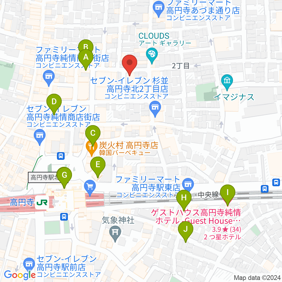 高円寺スタジオ・コヤーマ周辺のホテル一覧地図