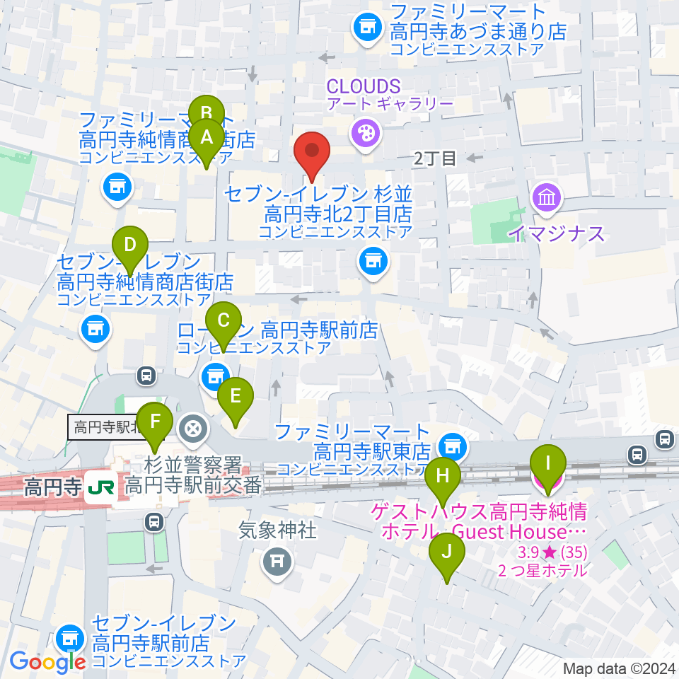 高円寺スタジオ・コヤーマ周辺のホテル一覧地図