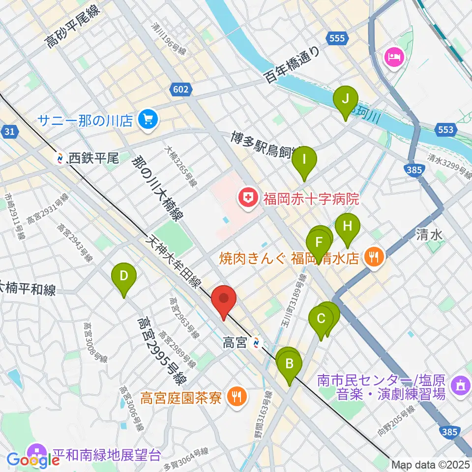 福岡市男女共同参画推進センター・アミカス周辺のホテル一覧地図