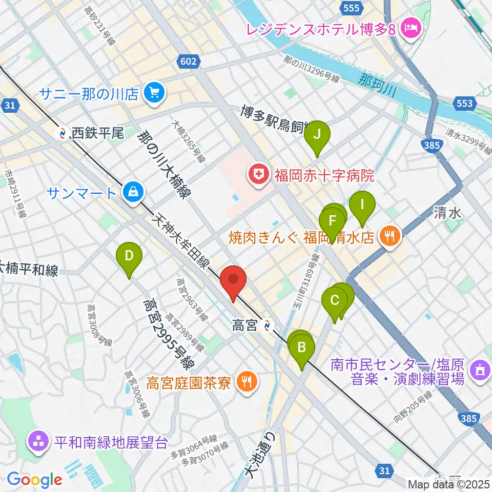 福岡市男女共同参画推進センター・アミカス周辺のホテル一覧地図