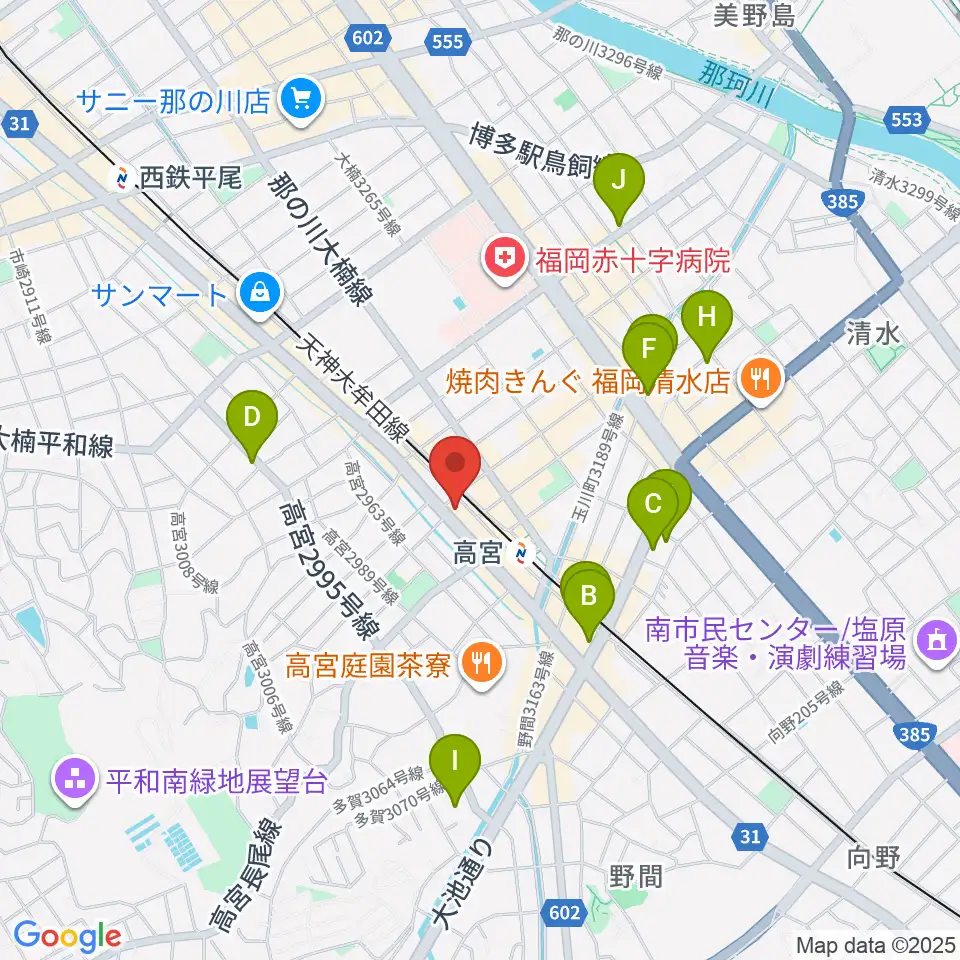 福岡市男女共同参画推進センター・アミカス周辺のホテル一覧地図