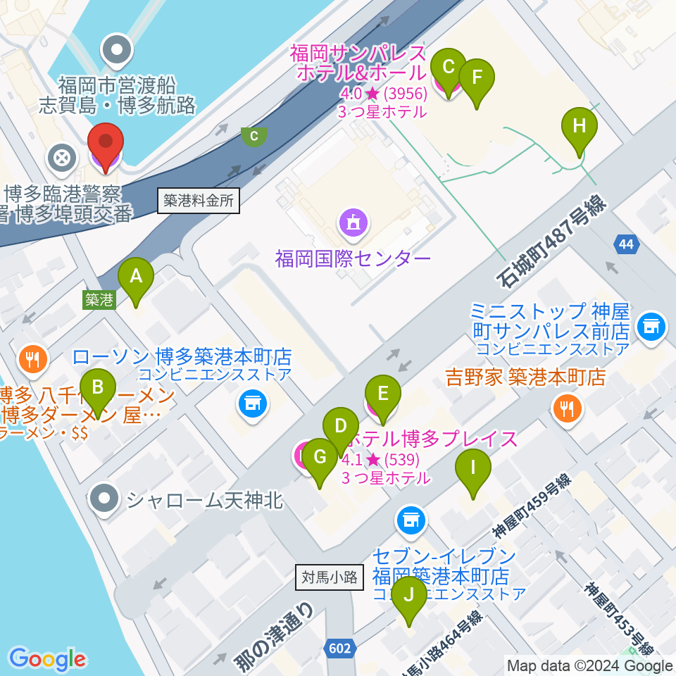 ベイサイドライブホール周辺のホテル一覧地図