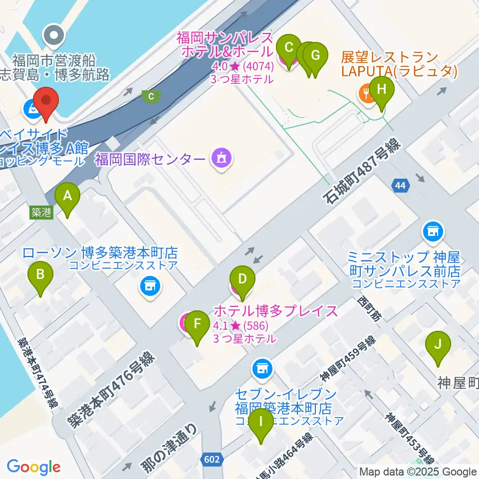 ベイサイドライブホール周辺のホテル一覧地図