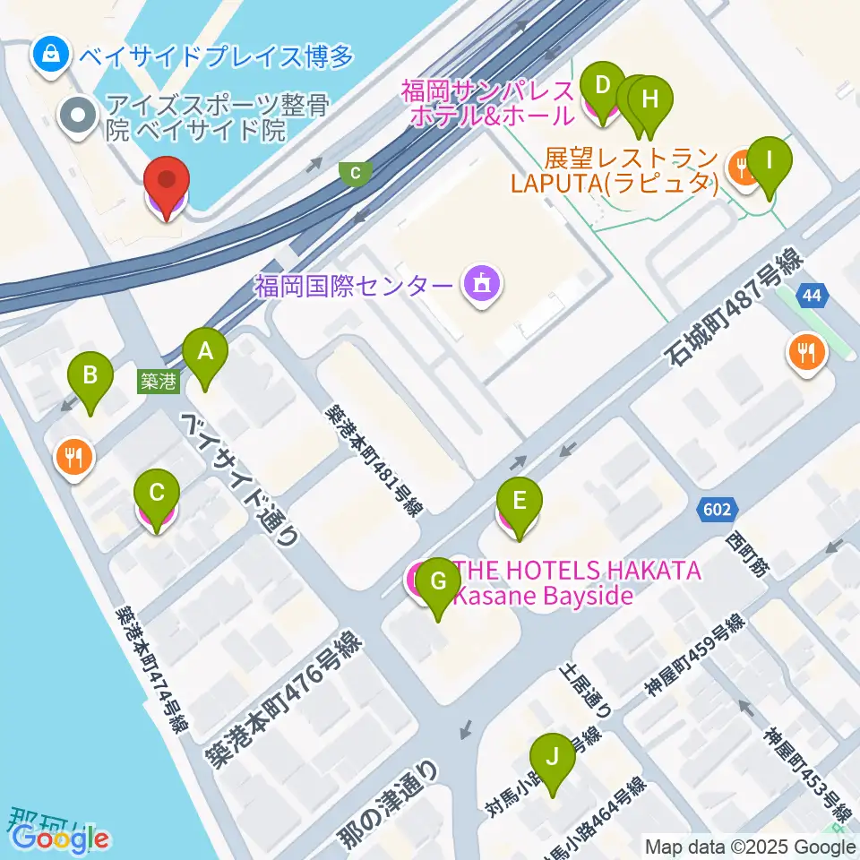 ベイサイドライブホール周辺のホテル一覧地図