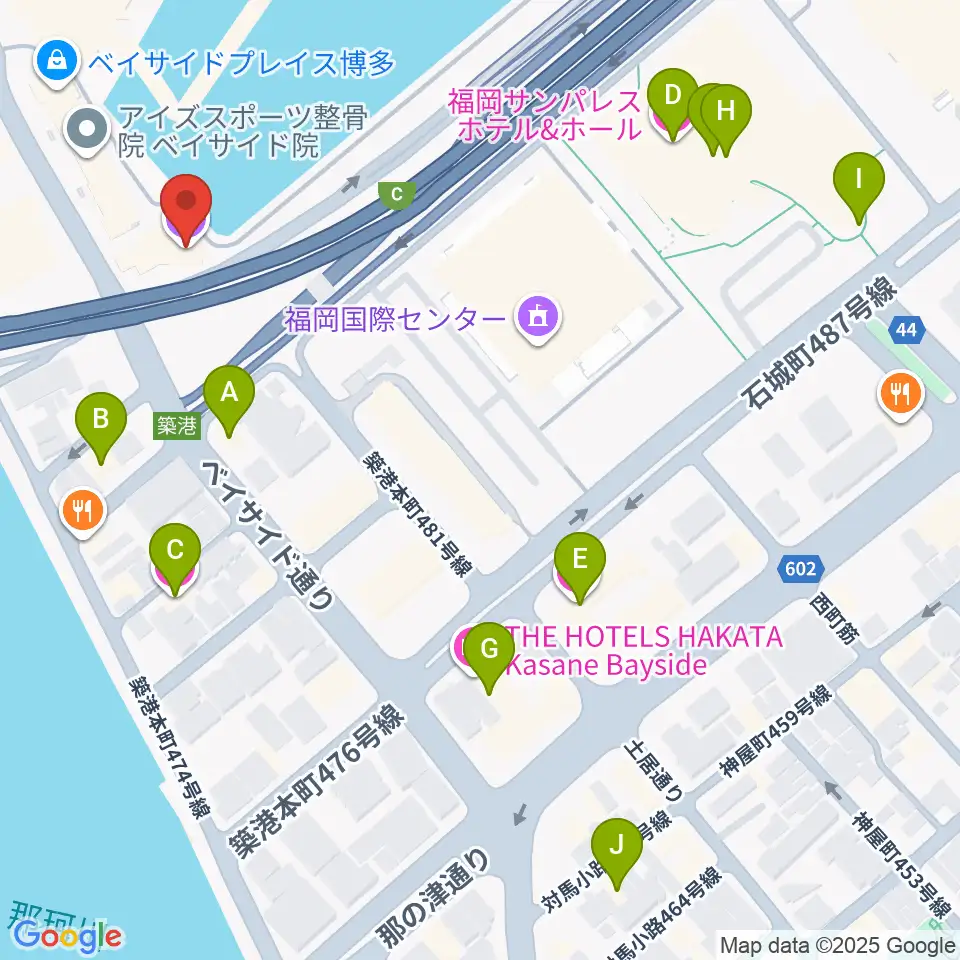ベイサイドライブホール周辺のホテル一覧地図