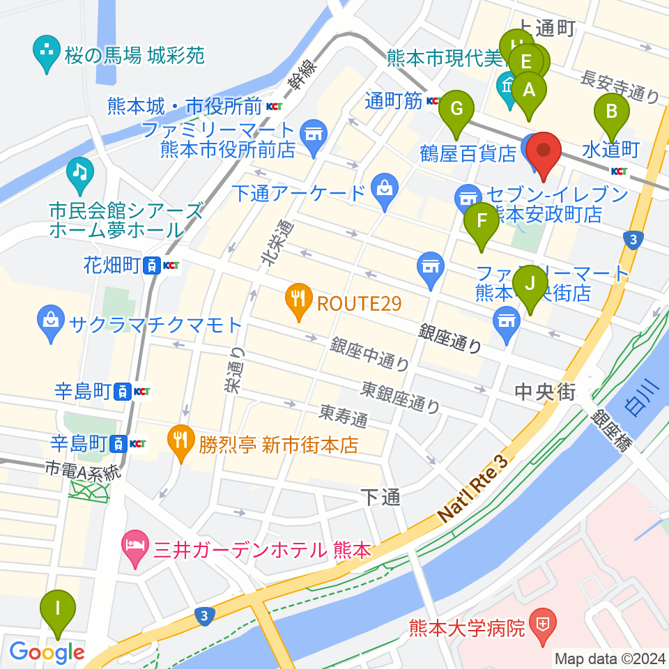 NHK文化センター 熊本教室周辺のホテル一覧地図