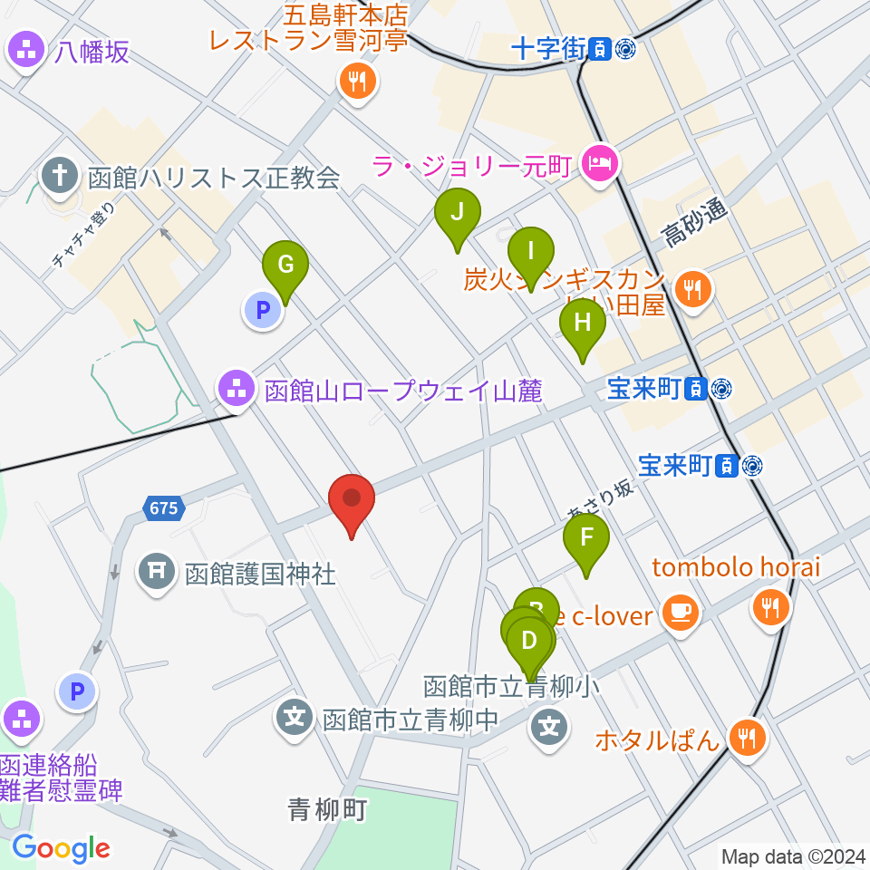 函館市公民館周辺のホテル一覧地図