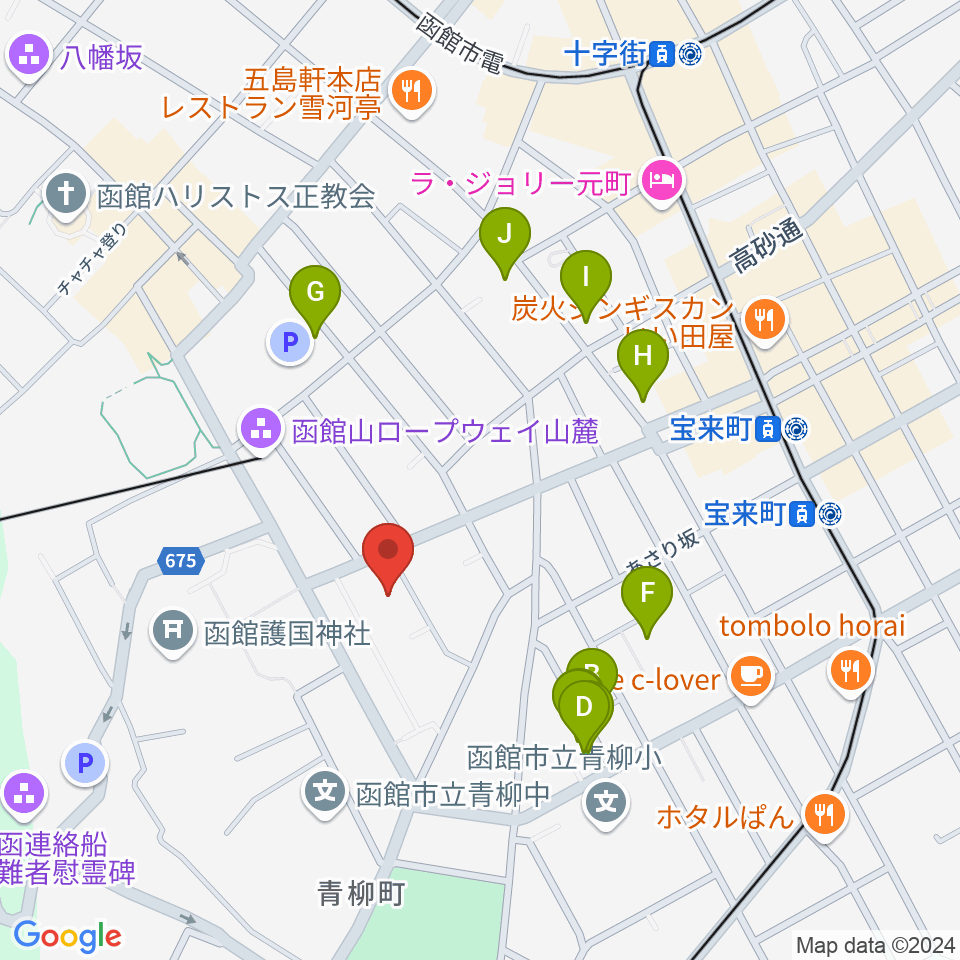 函館市公民館周辺のホテル一覧地図