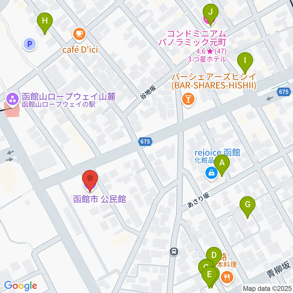 函館市公民館周辺のホテル一覧地図