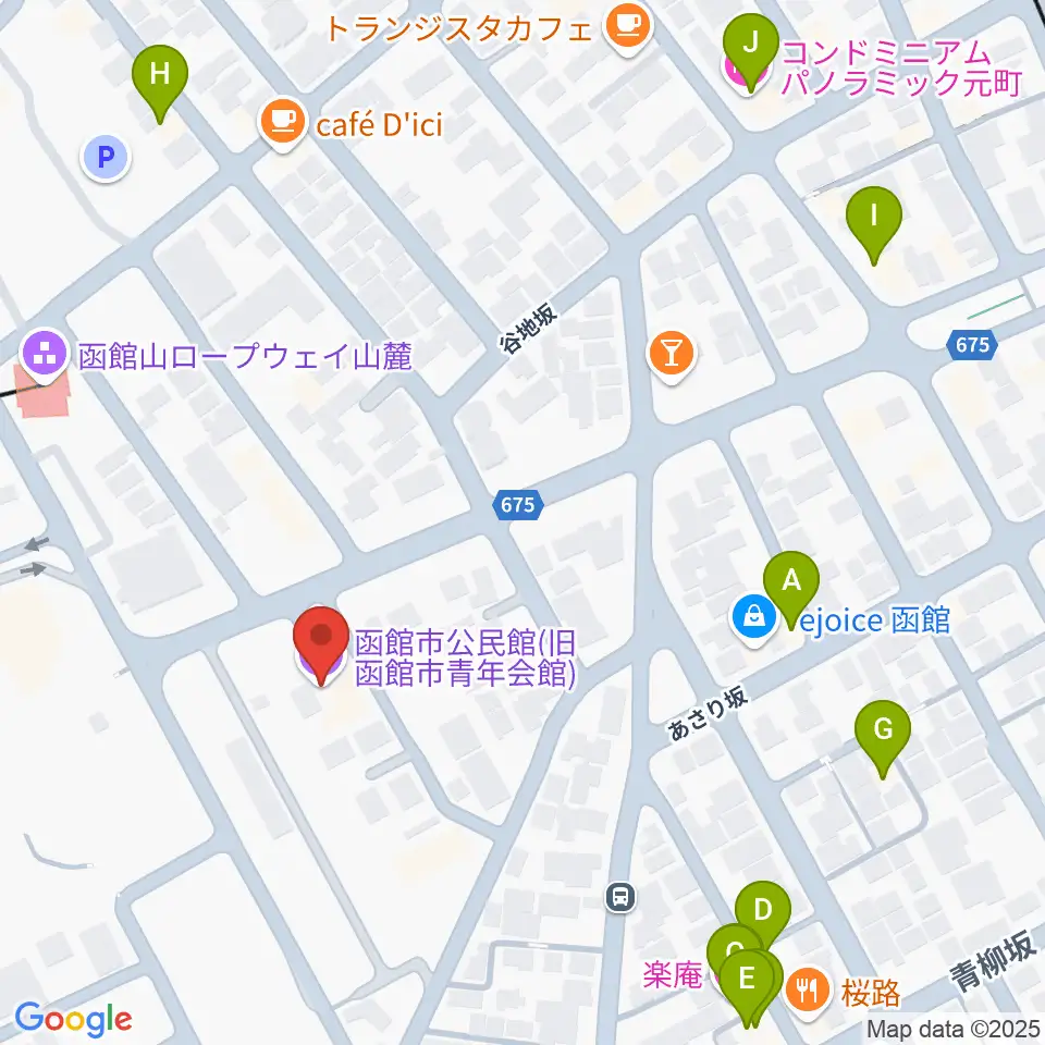 函館市公民館周辺のホテル一覧地図