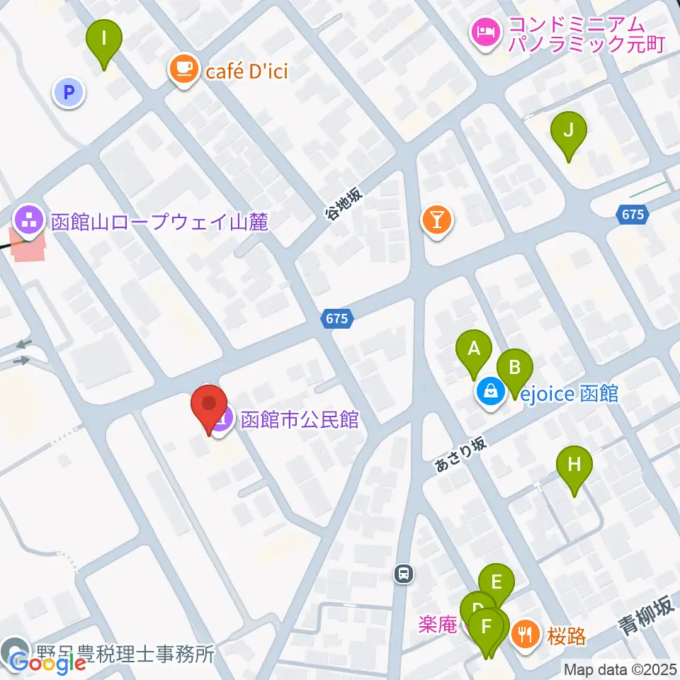 函館市公民館周辺のホテル一覧地図