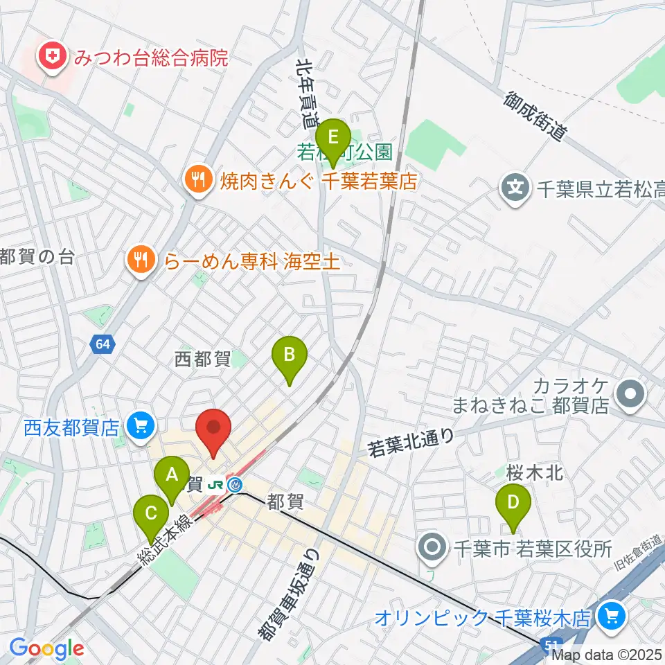 アイバ楽器 都賀センター周辺のホテル一覧地図