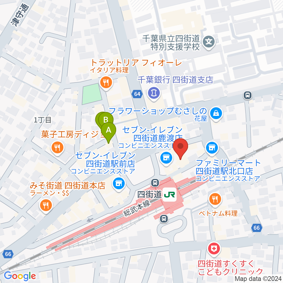 アイバ楽器 四街道駅前センター周辺のホテル一覧地図