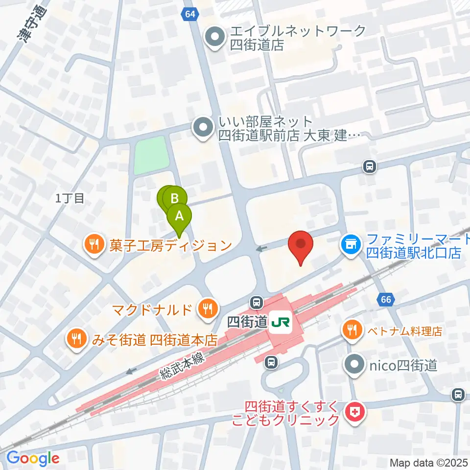 アイバ楽器 四街道駅前センター周辺のホテル一覧地図