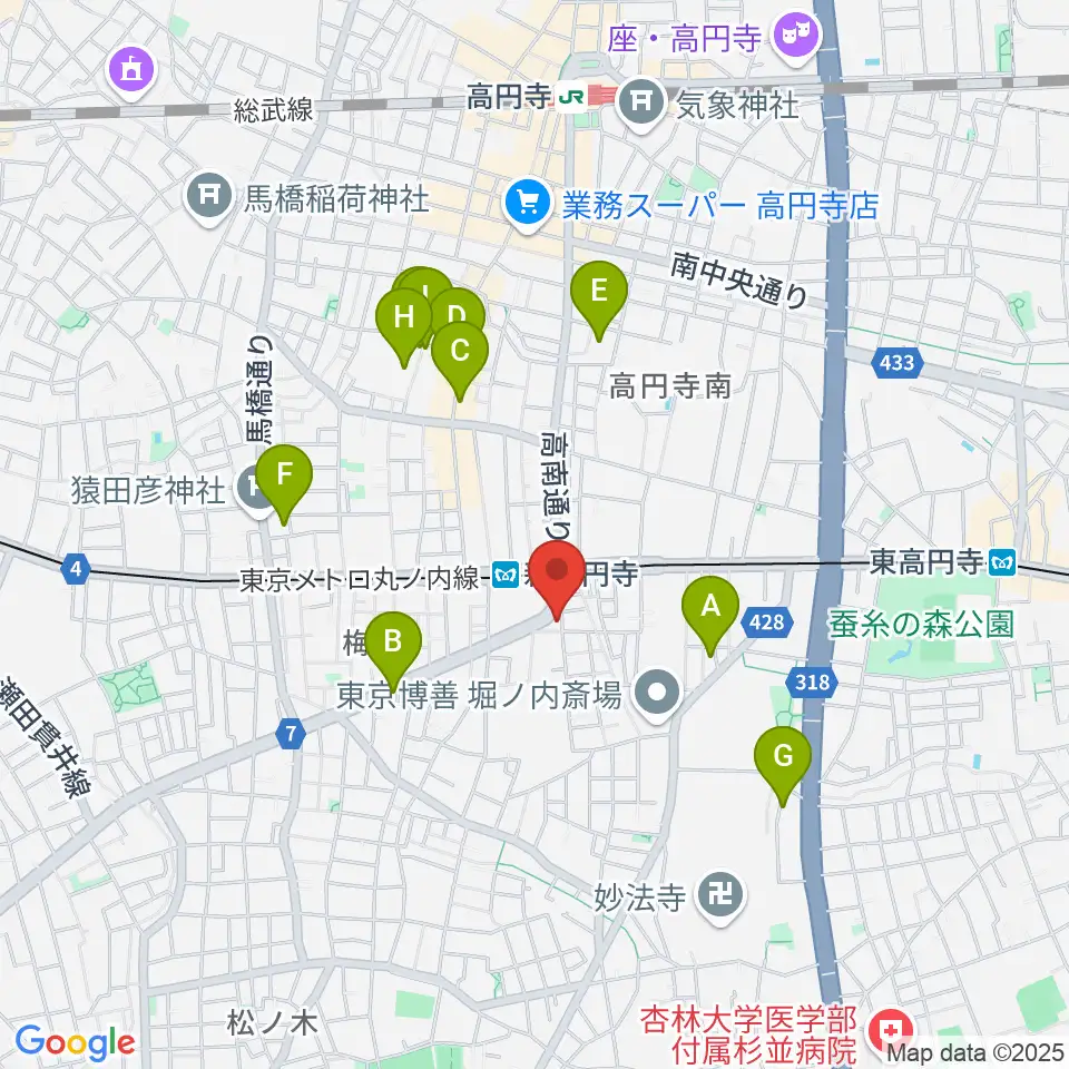 新高円寺カナデミア周辺のホテル一覧地図