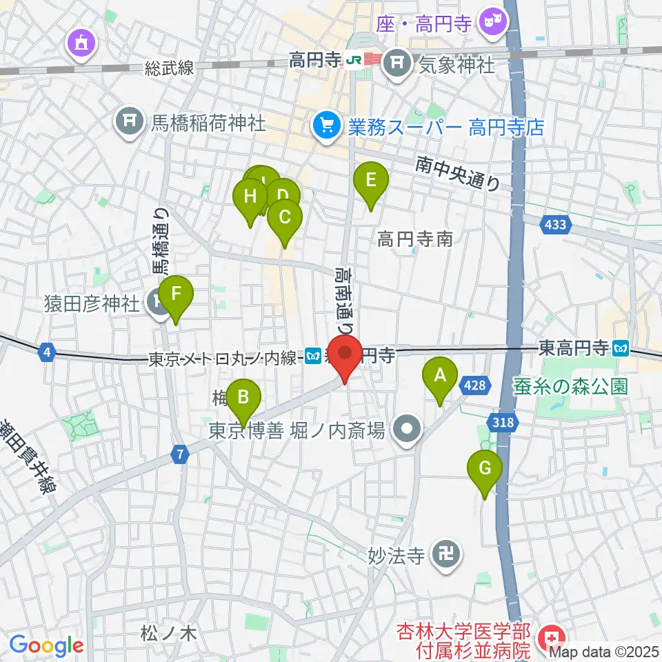 新高円寺カナデミア周辺のホテル一覧地図