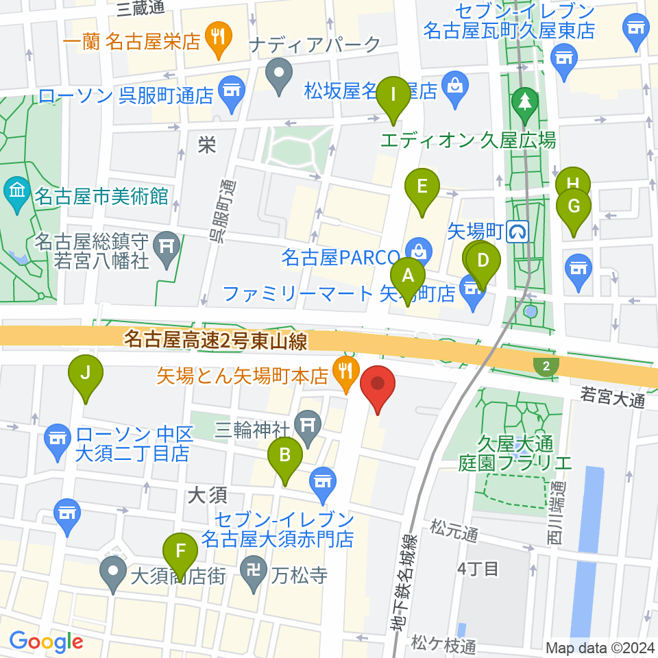 名古屋大須RAD HALL周辺のホテル一覧地図