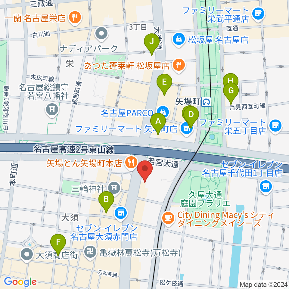 名古屋大須RAD HALL周辺のホテル一覧地図