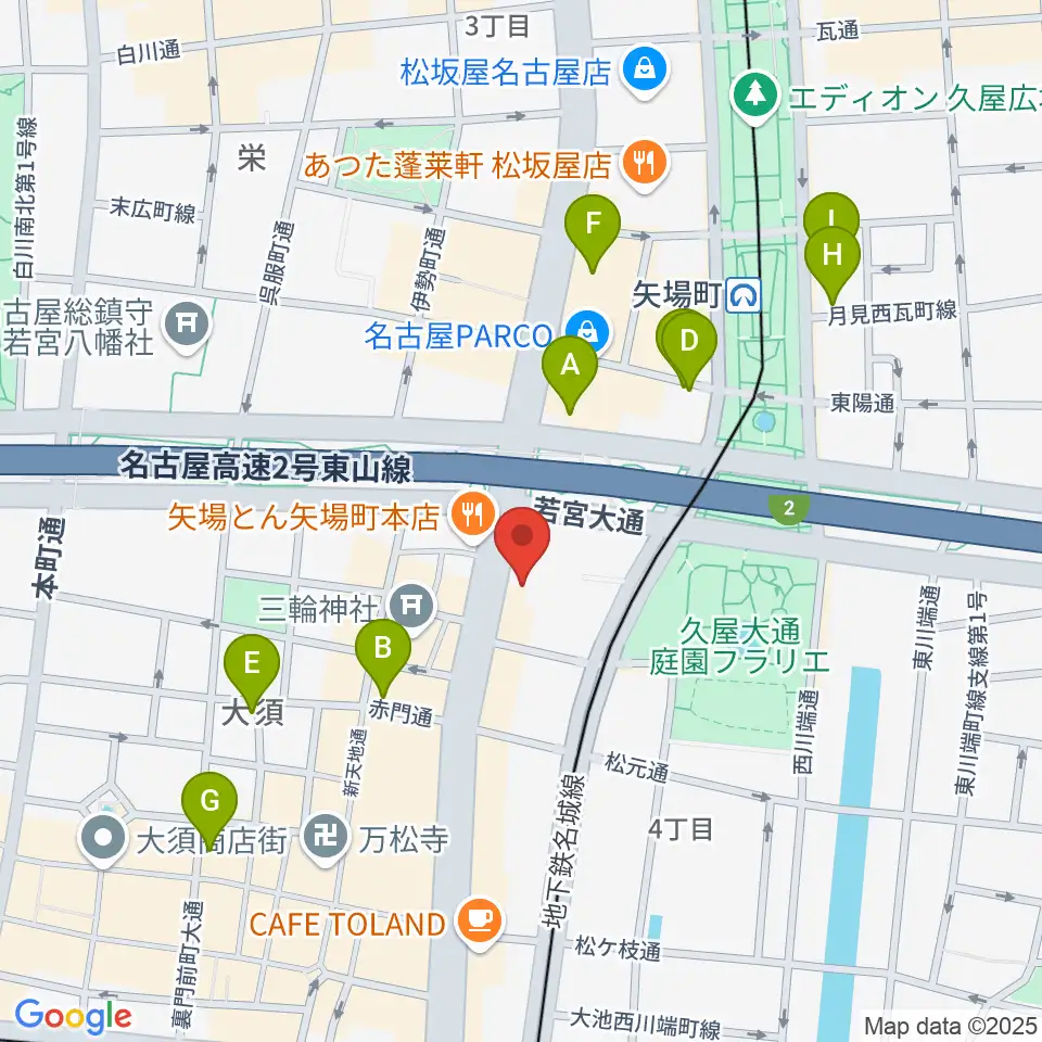 名古屋大須RAD HALL周辺のホテル一覧地図