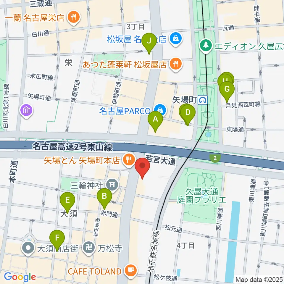 名古屋大須RAD HALL周辺のホテル一覧地図