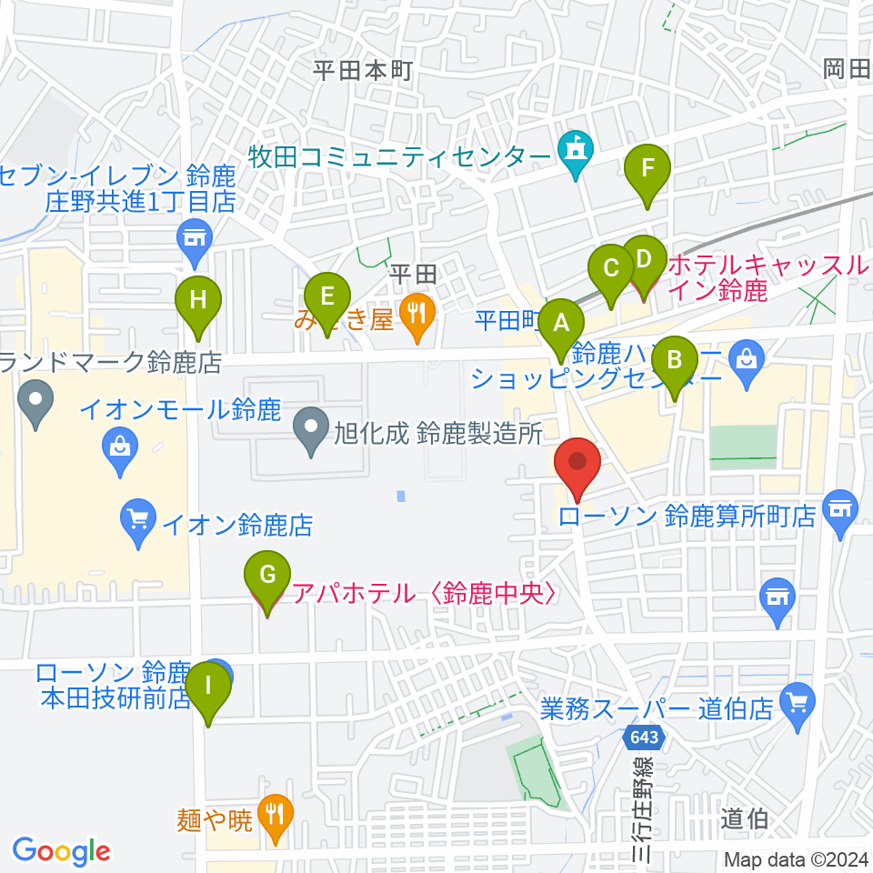 鈴鹿ANSWER周辺のホテル一覧地図