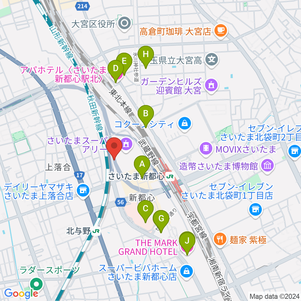 NHK文化センター さいたまアリーナ教室周辺のホテル一覧地図