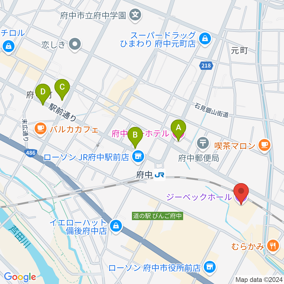 ジーベックホール 府中市文化センター周辺のホテル一覧地図