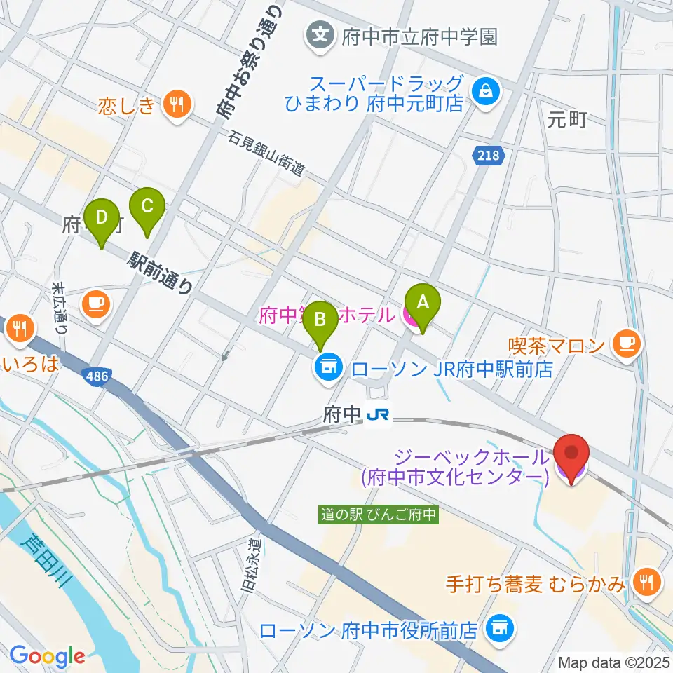 ジーベックホール周辺のホテル一覧地図