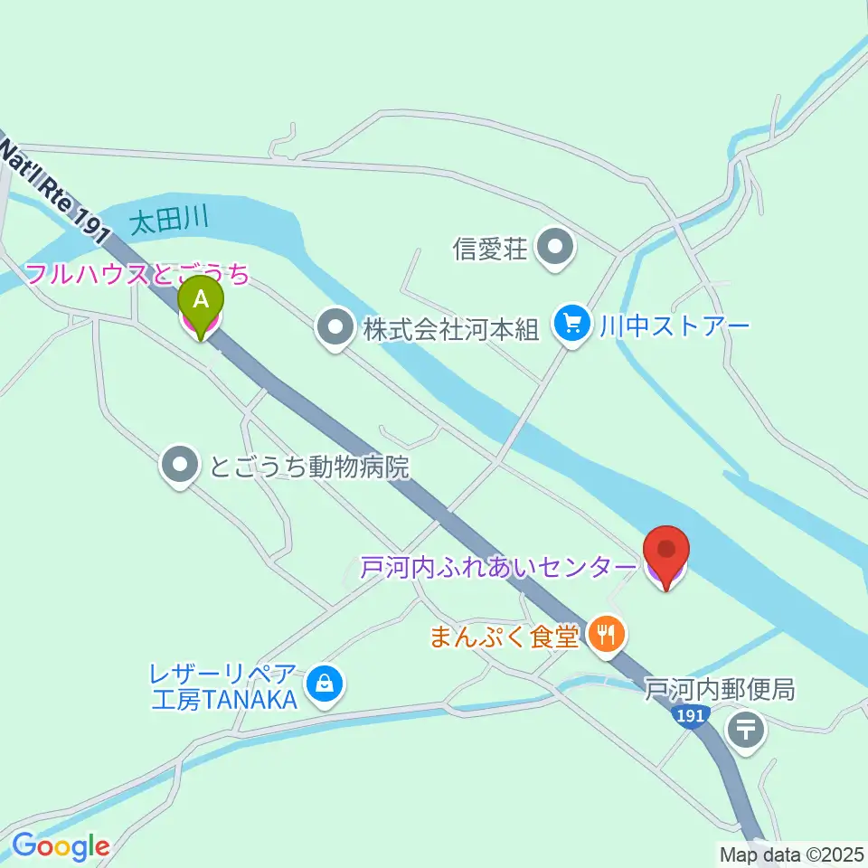 戸河内ふれあいセンター周辺のホテル一覧地図