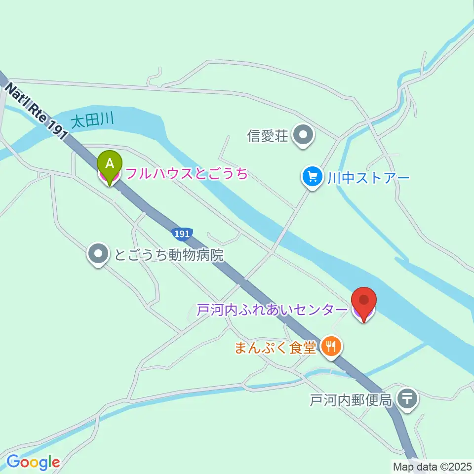 戸河内ふれあいセンター周辺のホテル一覧地図