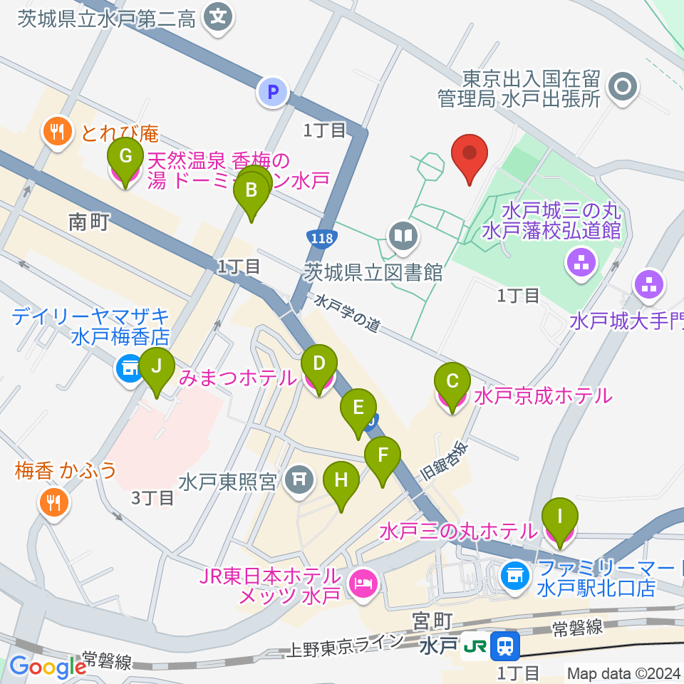 NHK文化センター 水戸教室周辺のホテル一覧地図