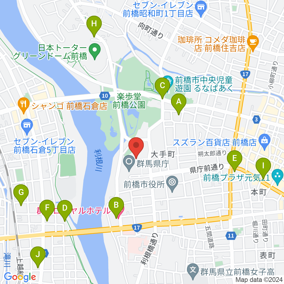 NHK文化センター 前橋教室周辺のホテル一覧地図