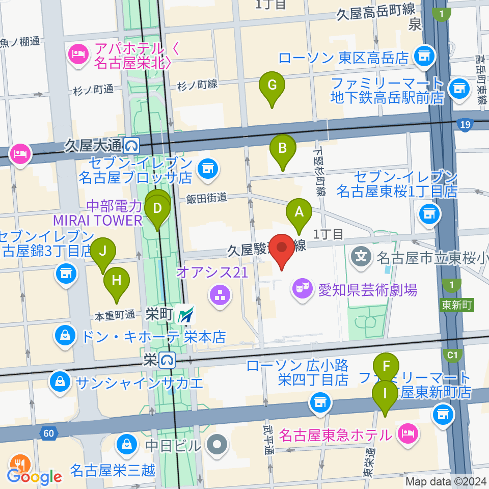 NHK文化センター 名古屋教室周辺のホテル一覧地図