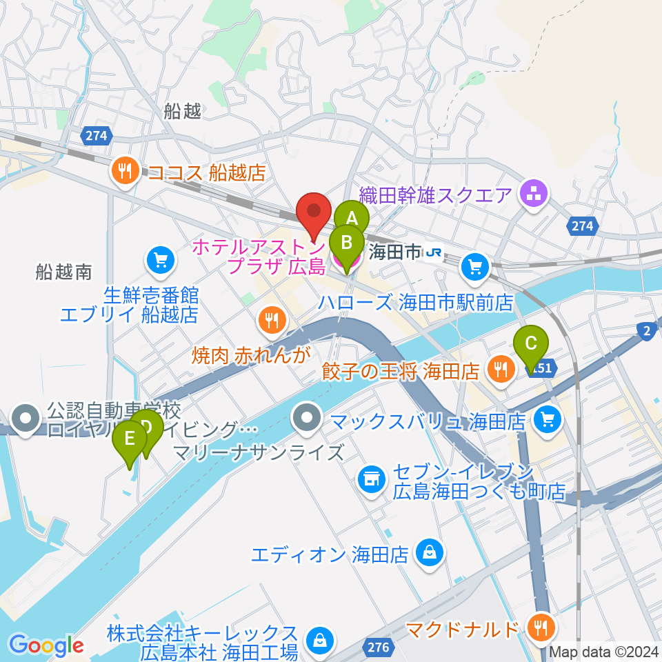 安芸区民文化センター周辺のホテル一覧地図