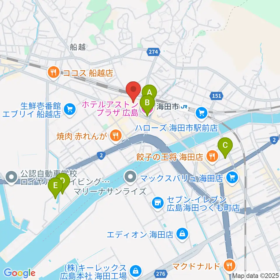 安芸区民文化センター周辺のホテル一覧地図