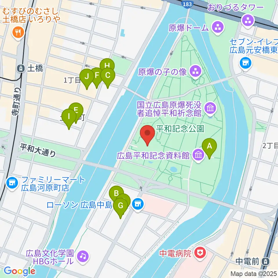 広島国際会議場フェニックスホール周辺のホテル一覧地図