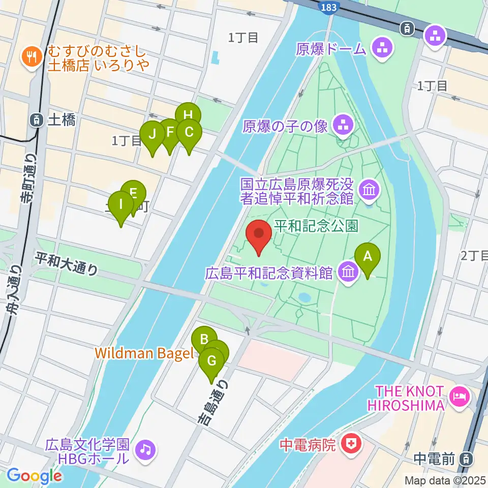 広島国際会議場フェニックスホール周辺のホテル一覧地図