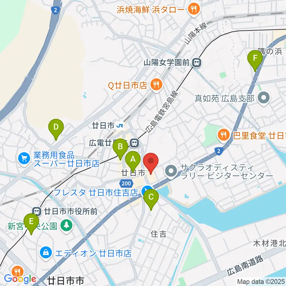廿日市市中央市民センター周辺のホテル一覧地図