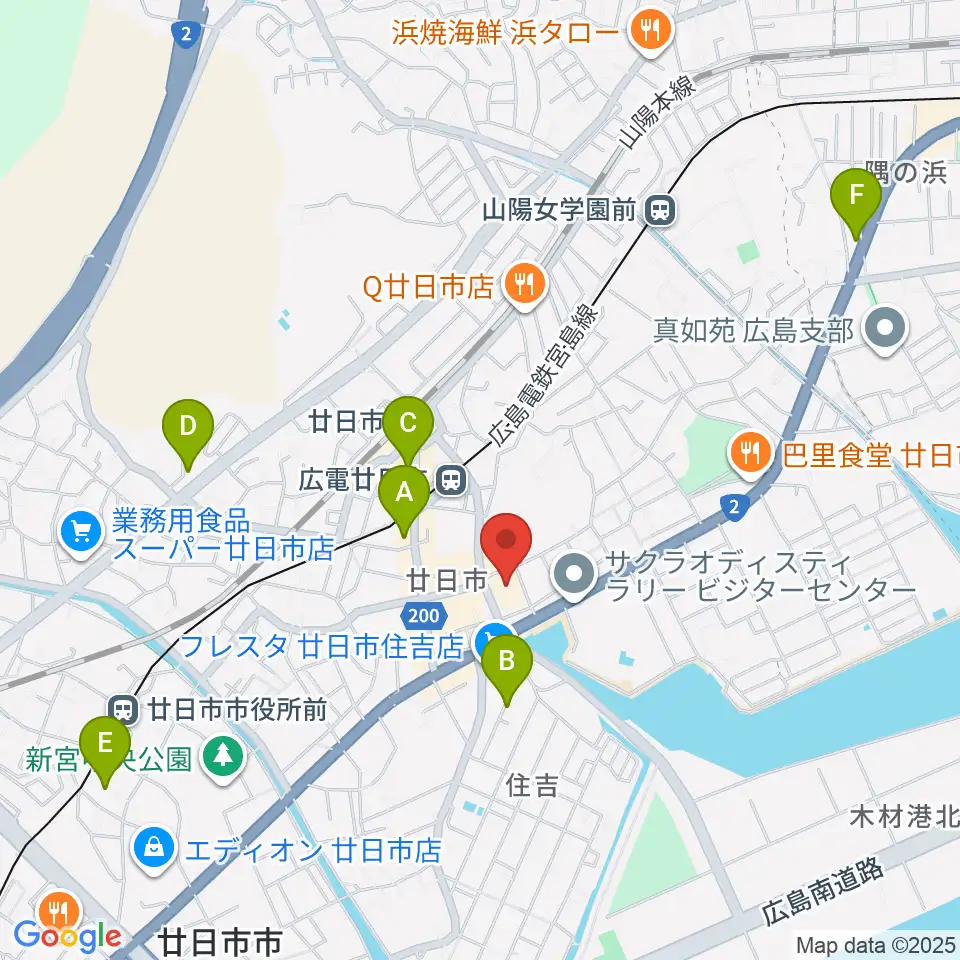 廿日市市中央市民センター周辺のホテル一覧地図