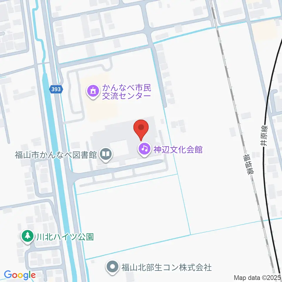 福山市神辺文化会館周辺のホテル一覧地図