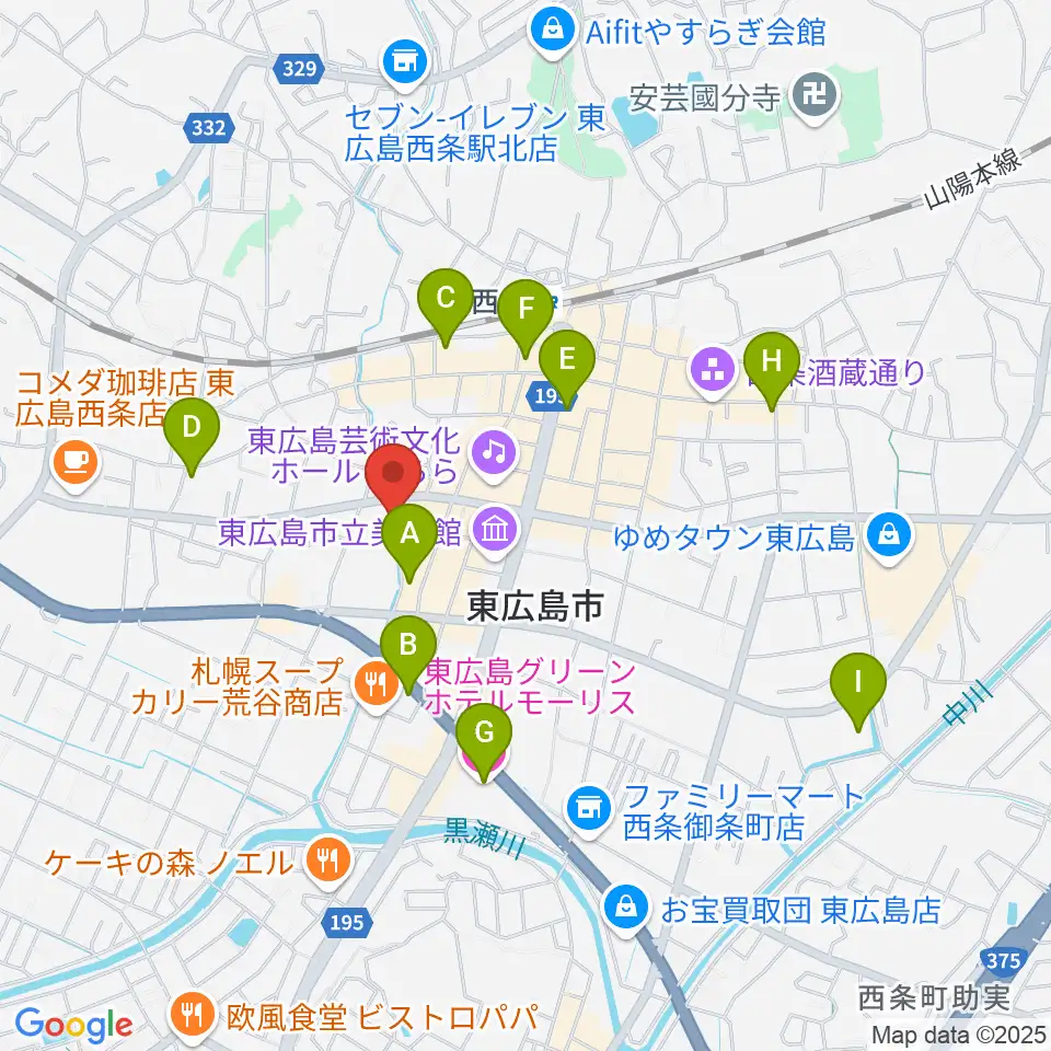 東広島市市民文化センター周辺のホテル一覧地図