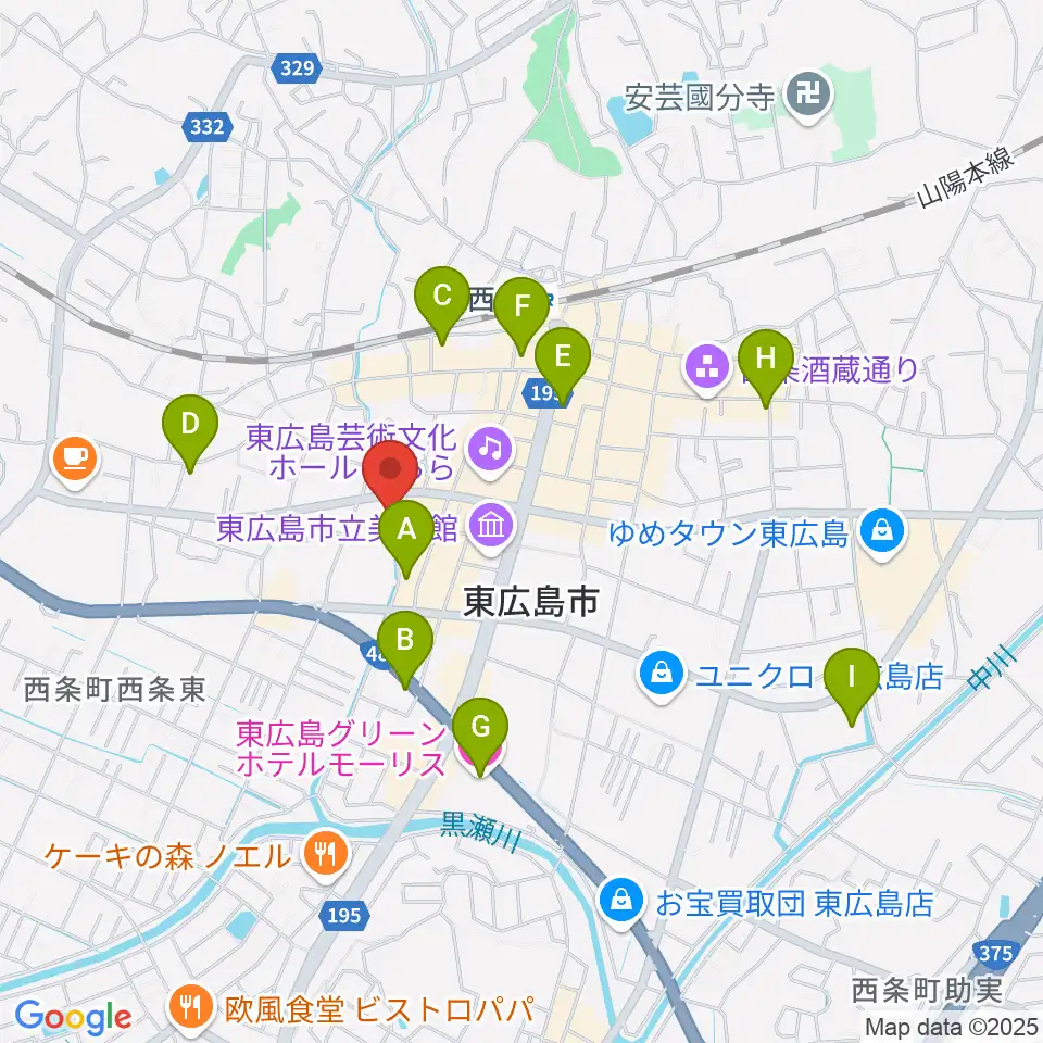 東広島市市民文化センター周辺のホテル一覧地図