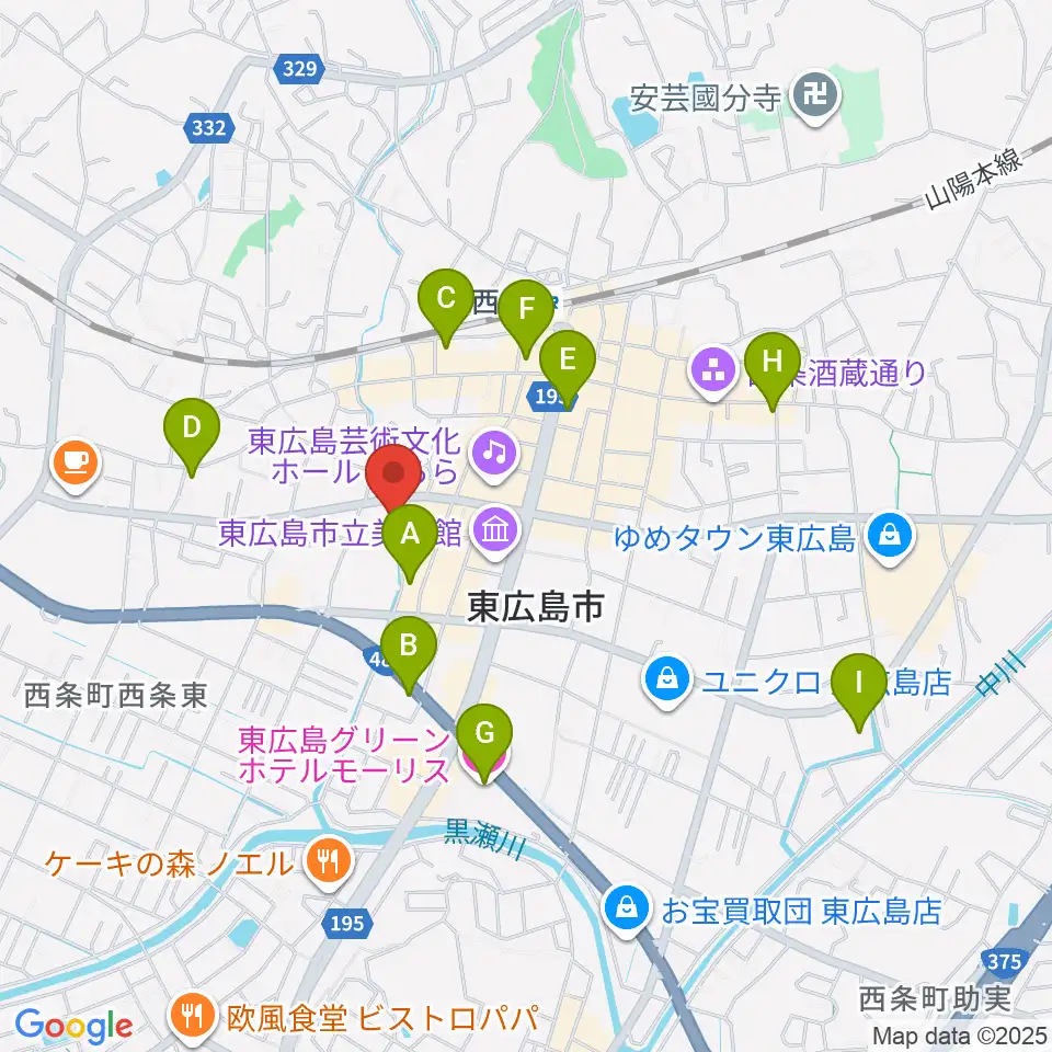 東広島市市民文化センター周辺のホテル一覧地図