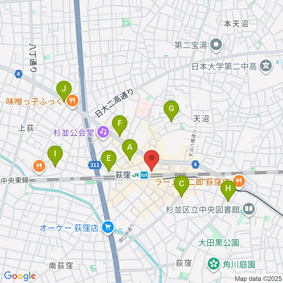 よみうりカルチャー荻窪周辺のホテル一覧地図