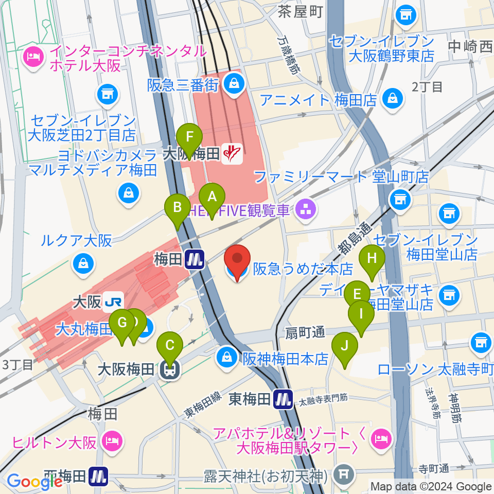 NHK文化センター 梅田教室周辺のホテル一覧地図