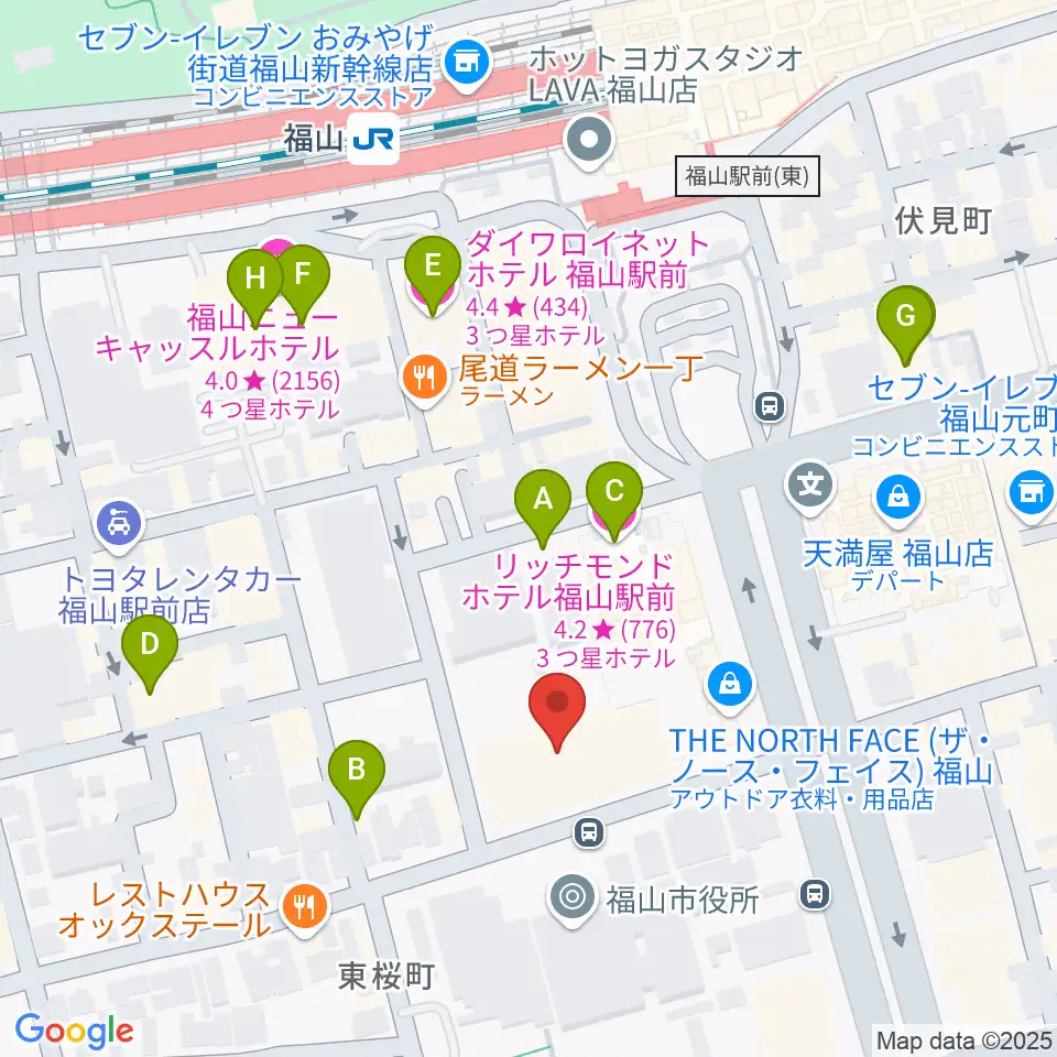 広島県民文化センターふくやま周辺のホテル一覧地図