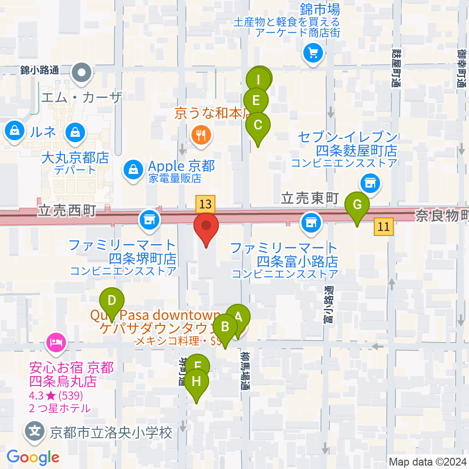 NHK文化センター京都教室周辺のホテル一覧地図